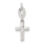 Sterling Silver & CZ Polished Cross Charm