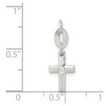 Sterling Silver & CZ Polished Cross Charm - Image 3