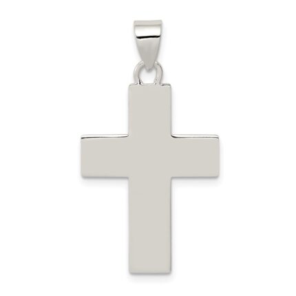 Sterling Silver Rhodium-plated Polished Lords Prayer Cross Pendant