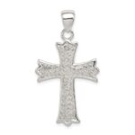 Sterling Silver Rhodium-plated Polished Filigree Cross Pendant