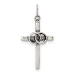 Sterling Silver Antiqued Wedding Cross Charm