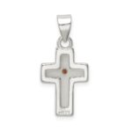 Sterling Silver Rhodium-plated Enameled Mustard Seed Cross Pendant - Image 4