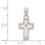 Sterling Silver Rhodium-plated Enameled Mustard Seed Cross Pendant - Image 3