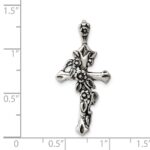 Sterling Silver Antiqued Flowered Cross Pendant - Image 3