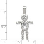 Sterling Silver Rhodium-plated CZ & April Glass Boy Pendant - Image 3