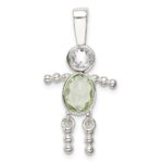 Sterling Silver Rhodium-plated CZ & August Glass Boy Pendant - Image 4