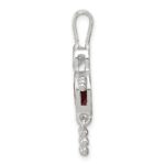 Sterling Silver Rhodium-plated CZ & July Glass Boy Pendant - Image 2