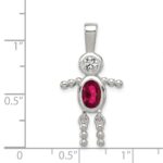Sterling Silver Rhodium-plated CZ & July Glass Boy Pendant - Image 3
