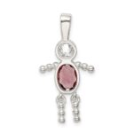 Sterling Silver Rhodium-plated CZ & June Glass Boy Pendant - Image 4