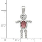 Sterling Silver Rhodium-plated CZ & June Glass Boy Pendant - Image 3