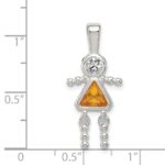 Sterling Silver Rhodium-plated CZ & November Glass Girl Pendant - Image 3