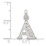 Sterling Silver White CZ Letter A Initial Pendant - Image 3