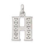 Sterling Silver White CZ Letter H Initial Pendant - Image 3