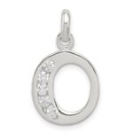 Sterling Silver White CZ Letter O Initial Pendant