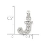 Sterling Silver CZ Letter J Initial Pendant - Image 4