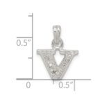 Sterling Silver CZ Letter V Initial Pendant - Image 4