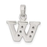 Sterling Silver CZ Letter W Initial Pendant - Image 3