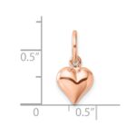 Sterling Silver Rose-tone Polished Puffed Heart Pendant - Image 4
