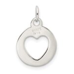 Sterling Silver Polished Circle with Punch Out Heart Charm - Image 4