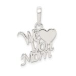 Sterling Silver Polished We Love You Mom Pendant - Image 4