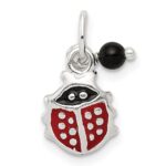 Sterling Silver Red Enameled Ladybug w/Bead Charm - Image 4