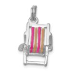 Sterling Silver Rhodium-platedEnamel Beach Chair Charm - Image 3