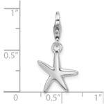 Sterling Silver Rhodium-plated Polished Starfish Charm - Image 4