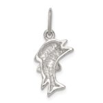Sterling Silver Rhodium-plated Polished Dolphin Charm - Image 4