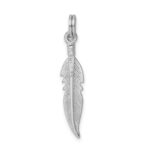 Sterling Silver Rhodium-platedPolished Feather Charm - Image 3