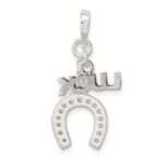 Sterling Silver Polished Luck & Horseshoe Pendant - Image 4