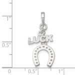 Sterling Silver Polished Luck & Horseshoe Pendant - Image 3