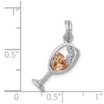 Sterling Silver Rhodium-platedCZ Champagne Glass Charm - Image 4