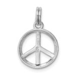 Sterling Silver Rhodium-platedPolished Peace Sign Charm - Image 4