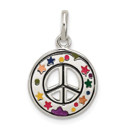 Sterling Silver Enameled Peace Sign Charm