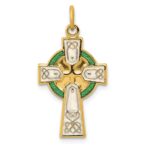 Sterling Silver Platinum-plated Polished/Gold-plated Epoxy Cross Pendant