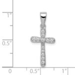 Sterling Silver Rhodium Plated CZ Cross Pendant - Image 4