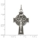 Sterling Silver Antiqued Satin Irish Crucifix Cross Pendant - Image 3