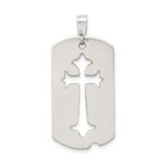 Sterling Silver Satin Antiqued Dog Tag with Cut out Cross Pendant - Image 4