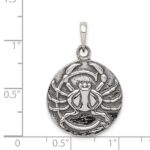 Sterling Silver Polished Antique Finish Cancer Horoscope Zodiac Pendant - Image 3
