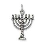 Sterling Silver Antiqued Menorah Charm