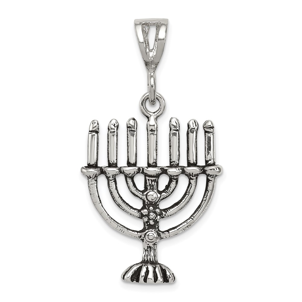QC7426.jpg Sterling Silver Antiqued Menorah Charm - Image 1