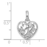 Sterling Silver Rhodium Plated CZ Heart Pendant - Image 4