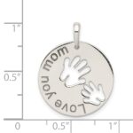 Sterling Silver Polished Love You Mom Pendant - Image 3