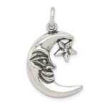 Sterling Silver Antiqued Moon Charm