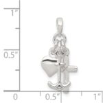 Sterling Silver Polished Anchor Heart and Cross Pendant - Image 3
