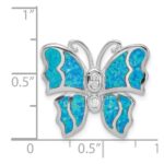 Sterling Silver Rhod plated Blue Inlay Creat Opal Butterfly Pendant - Image 3