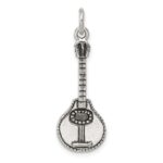 Sterling Silver Antiqued Mandolin Charm