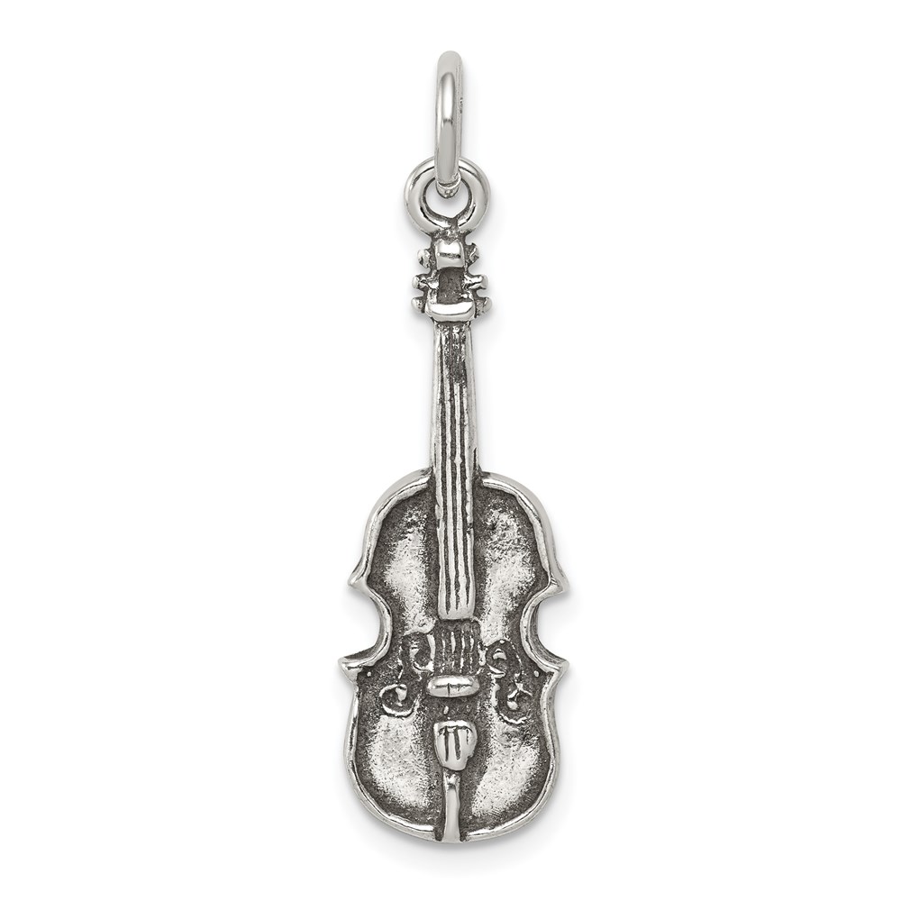QC7766.jpg Sterling Silver Antiqued Viola Charm - Image 1