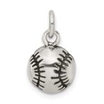 Sterling Silver Antiqued Baseball Charm