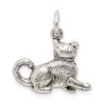Sterling Silver Antiqued Cat Charm - Image 4